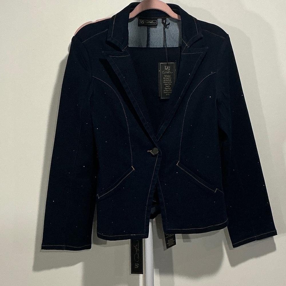 DG2 by Diane Gilman Denim Suit With Sequins